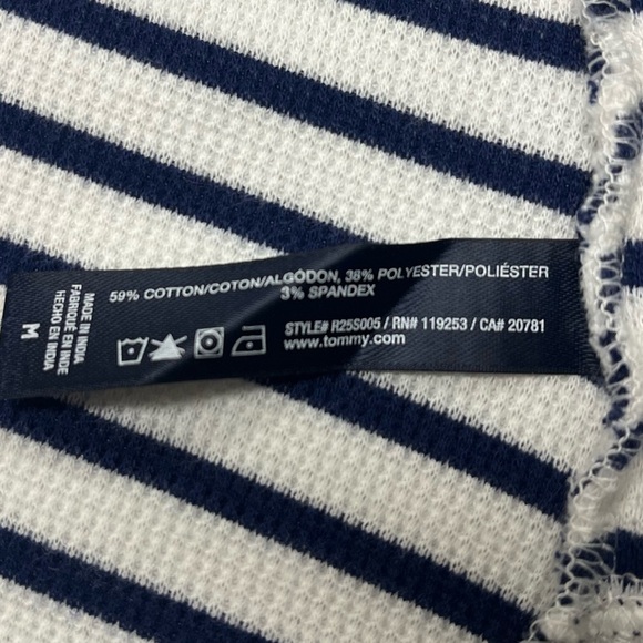 Tommy Hilfiger Nautical Slub Knit Thermal Open Wrap Cardigan Navy/White Stripes - Picture 7 of 9